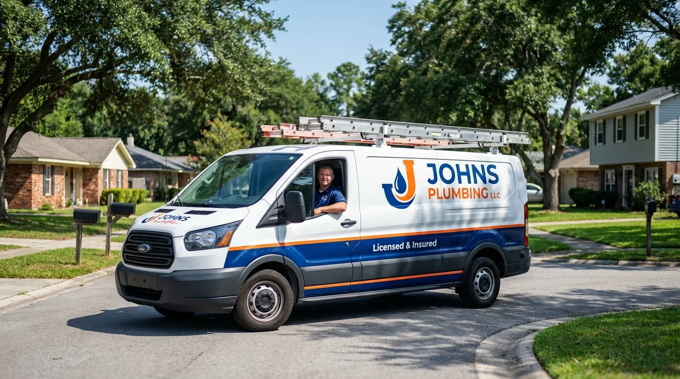 Johns Plumbing LLC service van in Priest River, ID