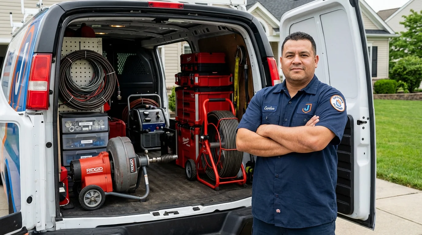 Professional drain cleaning equipment and Johns Plumbing LLC plumber in Priest River